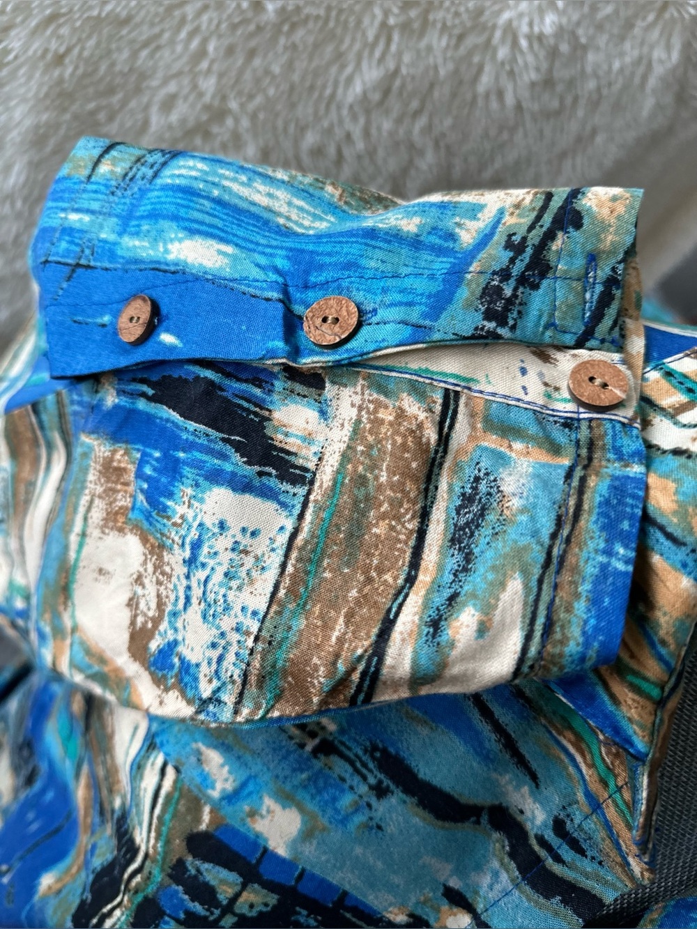 Asymmetrical Swing Dress in a Beautiful Blue Abstract Watercolors Palette - Picture 6 of 15